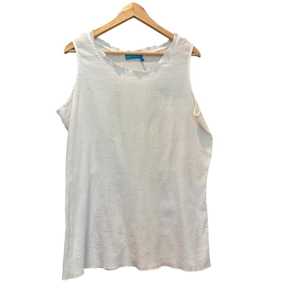 Fresh Produce Tank Sleeveless Cotton Blouse White Ruffle Size XXL